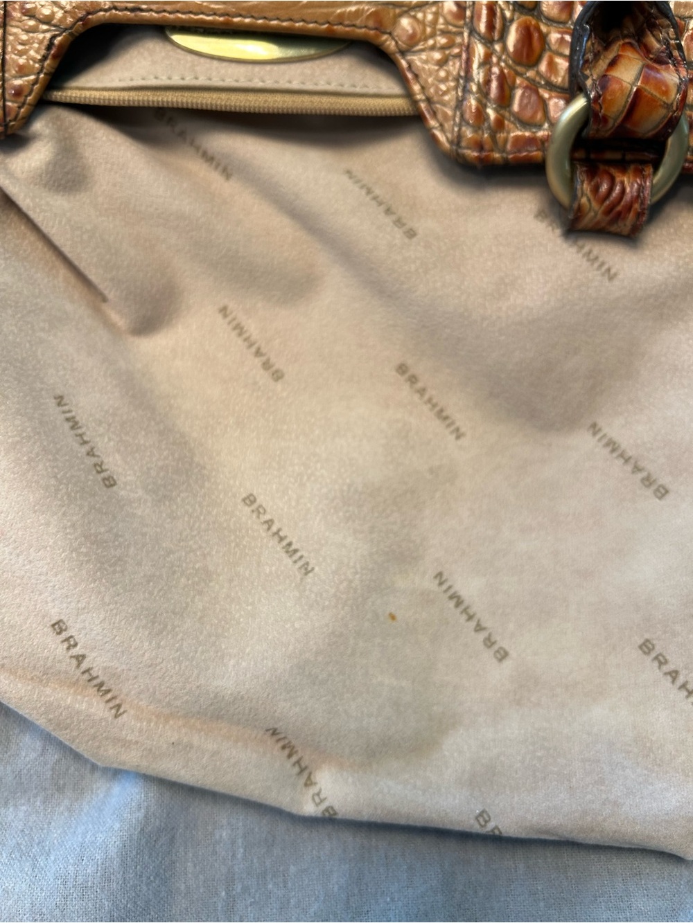 Brahmin Brown Croc-Embossed bag with Gold Hardware - Picture 11 of 15
